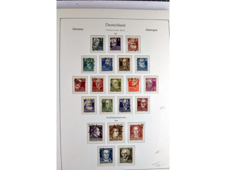 1945/1959, gestempelte Sammlung mit allen Gebieten inkl. Saar mit vielen kpl. und besseren Ausgaben, dabei u.a. SBZ  Block 1 