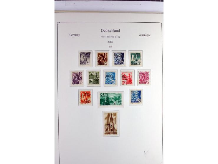 1945/1959, gestempelte Sammlung mit allen Gebieten inkl. Saar mit vielen kpl. und besseren Ausgaben, dabei u.a. SBZ  Block 1 
