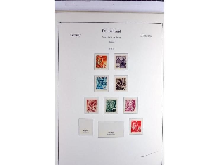1945/1959, gestempelte Sammlung mit allen Gebieten inkl. Saar mit vielen kpl. und besseren Ausgaben, dabei u.a. SBZ  Block 1 