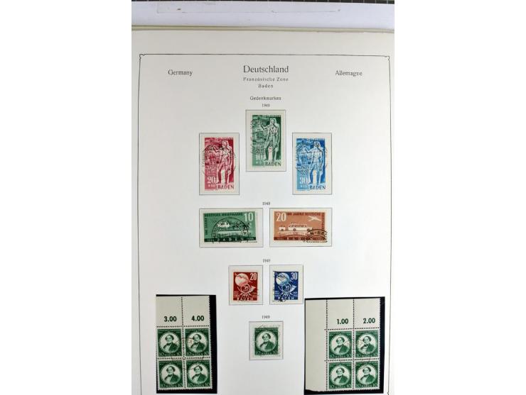 1945/1959, gestempelte Sammlung mit allen Gebieten inkl. Saar mit vielen kpl. und besseren Ausgaben, dabei u.a. SBZ  Block 1 