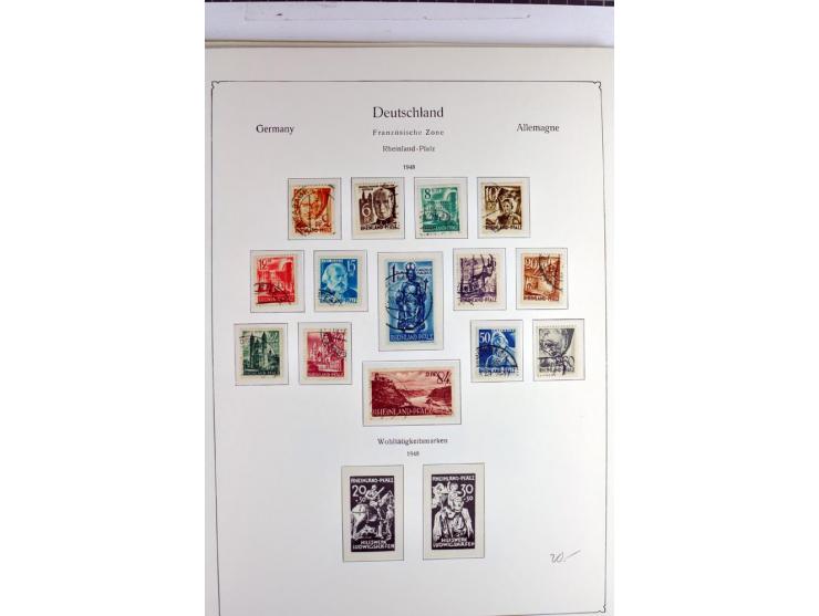 1945/1959, gestempelte Sammlung mit allen Gebieten inkl. Saar mit vielen kpl. und besseren Ausgaben, dabei u.a. SBZ  Block 1 
