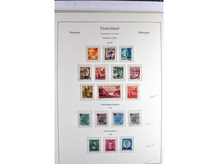 1945/1959, gestempelte Sammlung mit allen Gebieten inkl. Saar mit vielen kpl. und besseren Ausgaben, dabei u.a. SBZ  Block 1 