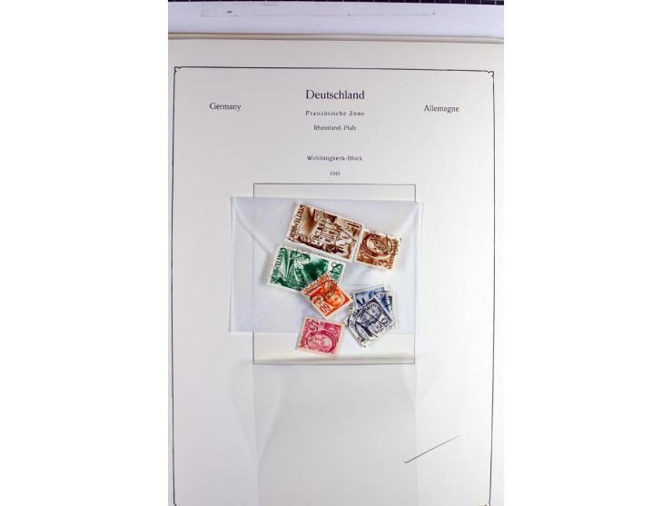 1945/1959, gestempelte Sammlung mit allen Gebieten inkl. Saar mit vielen kpl. und besseren Ausgaben, dabei u.a. SBZ  Block 1 
