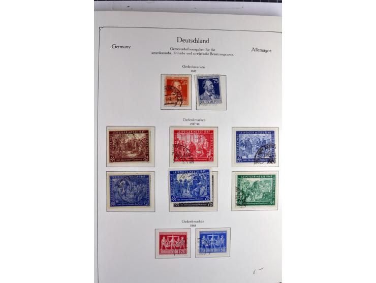 1945/1959, gestempelte Sammlung mit allen Gebieten inkl. Saar mit vielen kpl. und besseren Ausgaben, dabei u.a. SBZ  Block 1 
