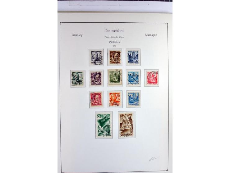1945/1959, gestempelte Sammlung mit allen Gebieten inkl. Saar mit vielen kpl. und besseren Ausgaben, dabei u.a. SBZ  Block 1 