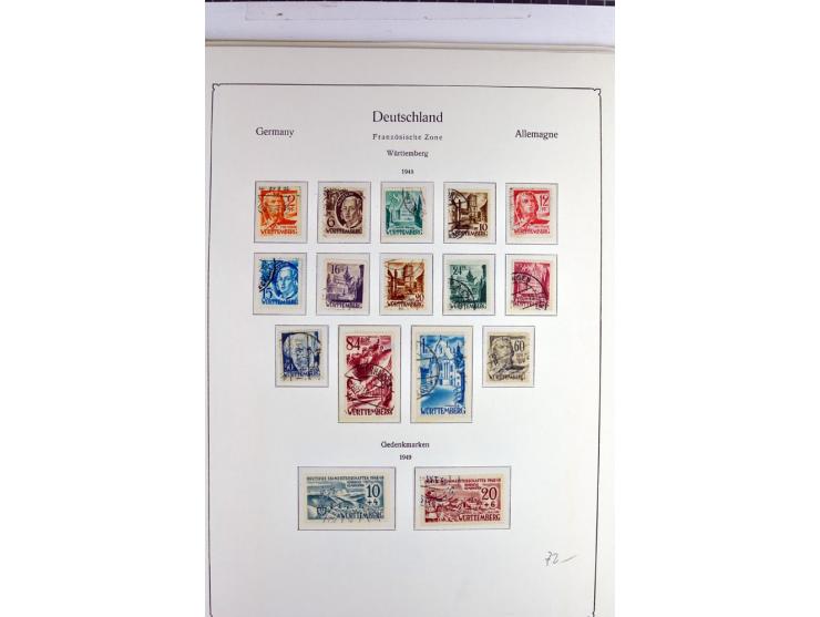 1945/1959, gestempelte Sammlung mit allen Gebieten inkl. Saar mit vielen kpl. und besseren Ausgaben, dabei u.a. SBZ  Block 1 