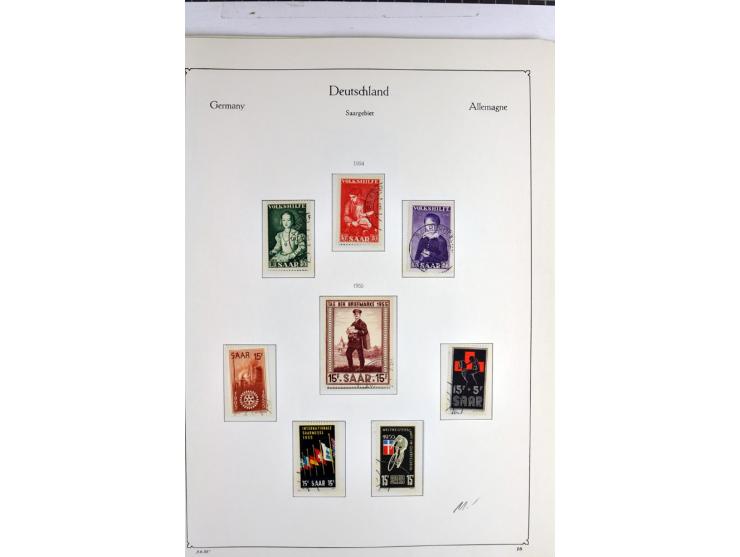1945/1959, gestempelte Sammlung mit allen Gebieten inkl. Saar mit vielen kpl. und besseren Ausgaben, dabei u.a. SBZ  Block 1 