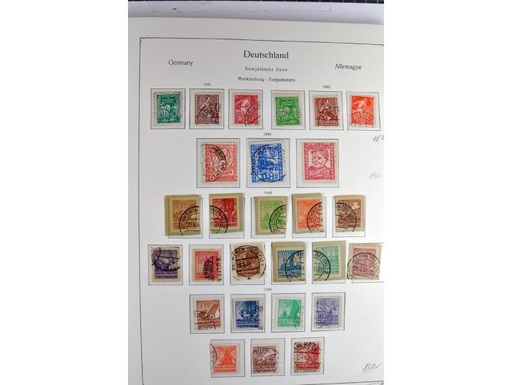 1945/1959, gestempelte Sammlung mit allen Gebieten inkl. Saar mit vielen kpl. und besseren Ausgaben, dabei u.a. SBZ  Block 1 