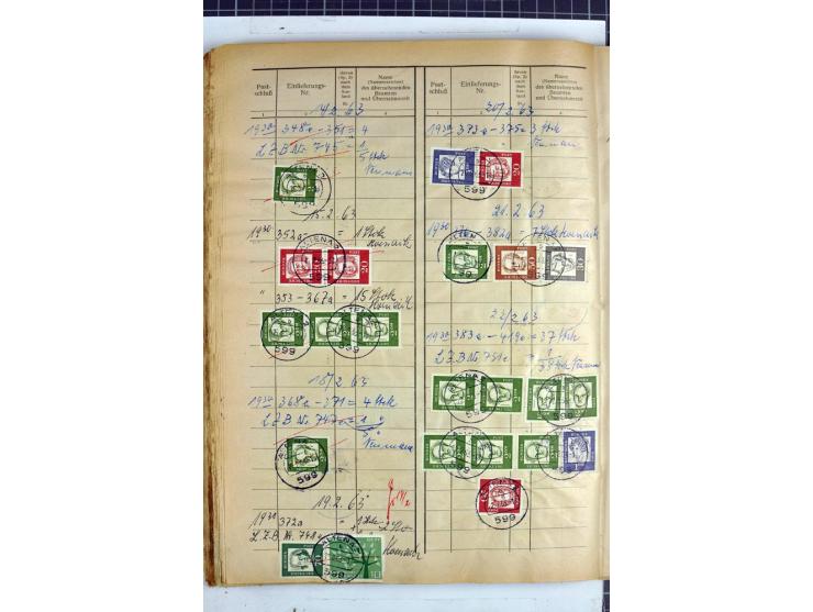 1960/64, Teil eines großformatigen Einlieferungsheftes, über 60 Blatt (wenige mit Fehlstellen), alle frankiert, meist mit Heu