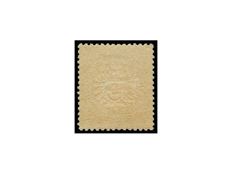 1 Kr. gelblichgrün, ungebraucht mit ca. 1,3 mm nach links versetzter Doppelprägung, es sind nur wenige ungebrauchte 1 Kr.-Mar