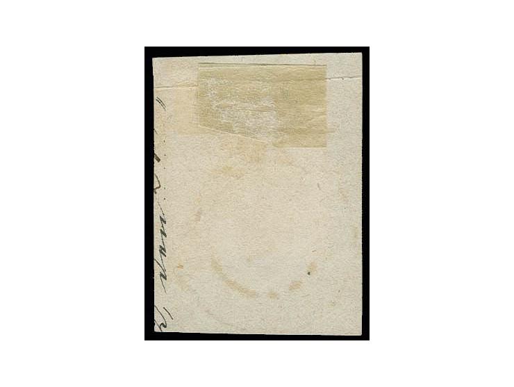 1 Kr. gelblichgrün mit Baden-DKr. "JESTETTEN 10 JUL." auf Briefstück mit ca. 1,2 mm nach rechts versetzter Doppelprägung, lei