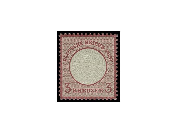 3 Kr. karmin, postfrisch mit um ca. 1,5 mm nach rechts unten versetzter Doppelprägung, bis auf ein ausgefallenes Sandkornloch