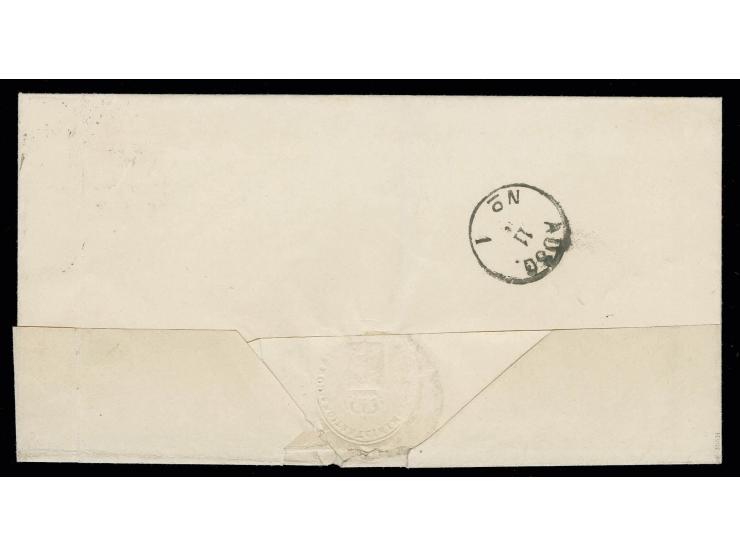 3 Kr. karmin mit EKr. "GIESSEN ST. P. E. 10 12 74" mit um ca. 1,7 mm nach rechts versetzter Doppelprägung auf Dienstfaltbrief