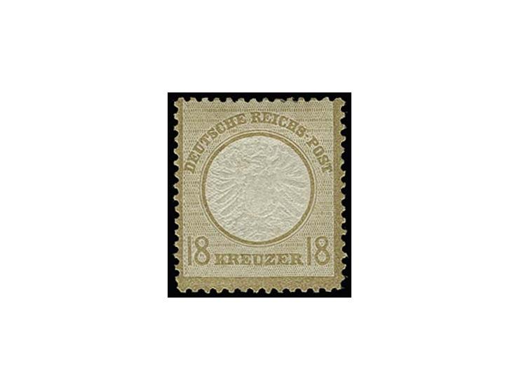 18 Kr. ockerbraun, ungebraucht mit um ca. 1 mm nach links versetzter Doppelprägung, Register-Nr. 893, Kabinett, Fotoattest So
