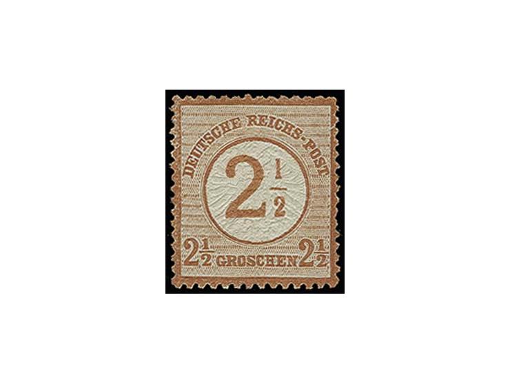 2½ auf 2½ Gr. braunorange, ungebraucht mit um ca. 1,7 mm nach rechts versetzter Doppelprägung, Register-Nr. 598, Kabinett, si