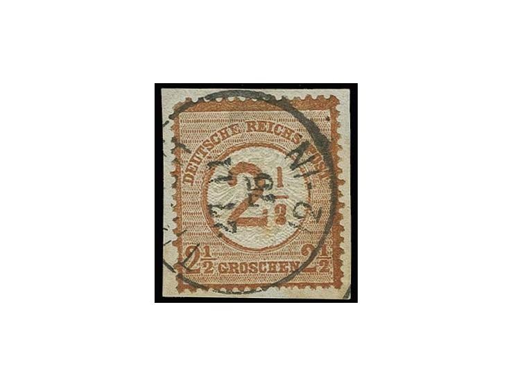 2 1/2 auf 2 1/2 Gr. braunorange mit um 1,9 mm nach rechts versetzter Doppelprägung auf Briefstück mit EKr. "TRIER 27.11.75", 