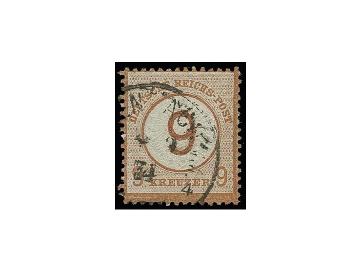 9 auf 9 Kr. braunorange mit EKr. "OFFENBACH A/M. 4 9 74" mit um ca. 1 mm nach links versetzter Doppelprägung, Register-Nr. 94