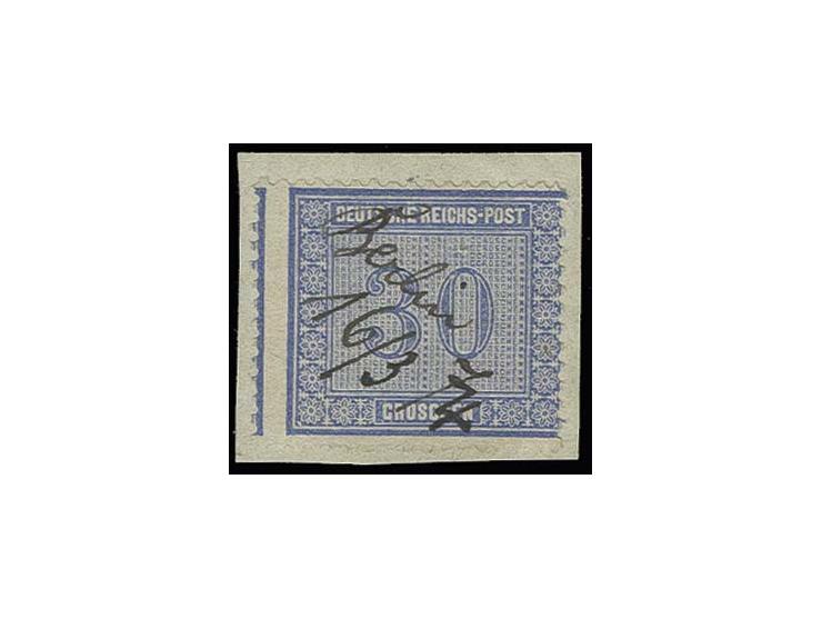 30 Gr. grauultramarin mit vorschriftsgemäßer handschriftlicher Federzugentwertung "Berlin 16/3 74" auf Briefstück mit ca. 2 m