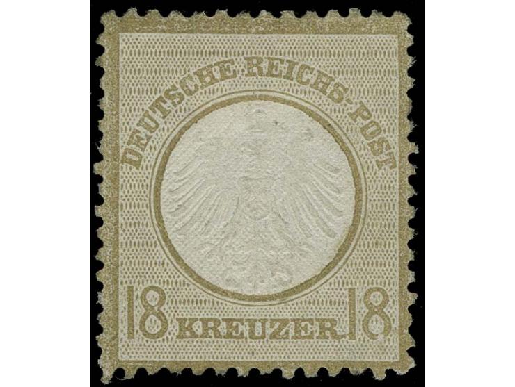 18 Kr. ockerbraun mit Plattenfehler 'zweites R in KREUZER mit der rechten Wertziffer verbunden', Feld 19 und 21, ungebraucht 