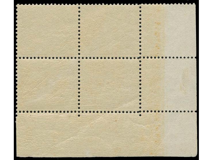 10 Gr. gelblichgrau, postfrischer linker unterer Eckrand-4er-Block, dabei auf Feld 136 der seltene Plattenfehler 'Bruch des R