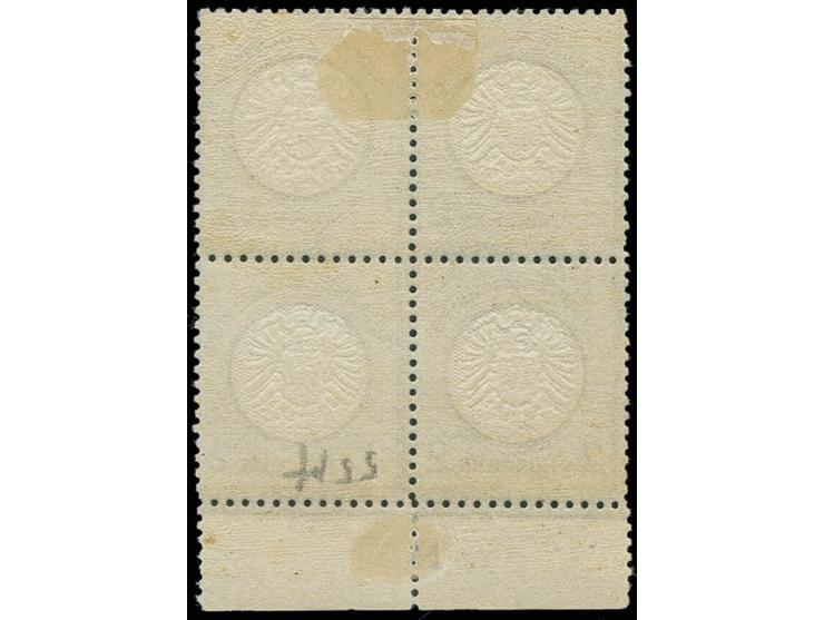 2 Gr. grauultramarin, Unterrand-4er-Block mit Plattenletter "N", die beiden oberen Marken sind ungebraucht, die beiden untere
