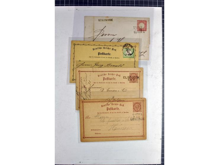 Bahnpoststempel: 9 Briefe und 9 Einzelmarken/Briefstücke mit diversen Bahnpoststempeln, dabei sächsischer Nummernstempel "7" 
