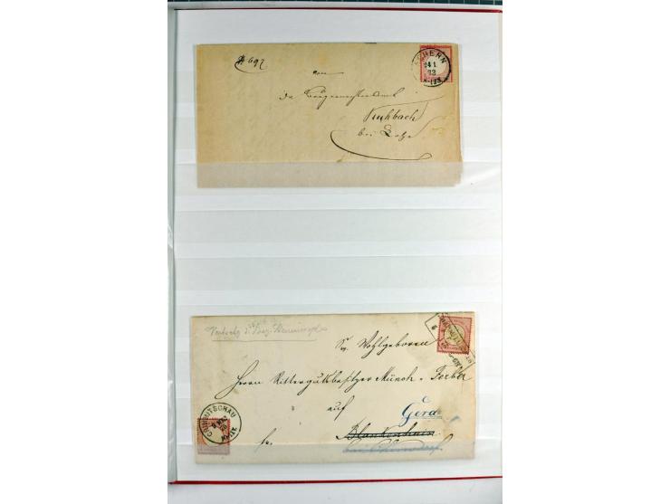 Doppelt verwendete Briefe: Sammlung mit 14 doppelt verwendeten Faltbriefen, dabei Plattenfehler 25XXIII, 4 BPP-Befunde und 1 