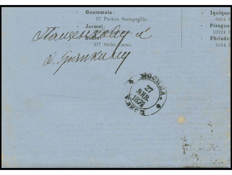 ½ Gr. orange mit EKr. "HAMBURG P.V.2. 4 2 74" auf Faltdrucksache nach Moskau mit rückseitigem Ankunftsstempel, Marke minimal 
