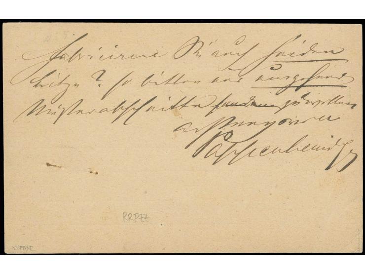 ½ Gr. orange als wertstufengleiche Mischfrankatur auf Postkarte 5 Pfge. von "BERLIN ST.P.A. 11/3 75" nach Lenzburg in der Sch