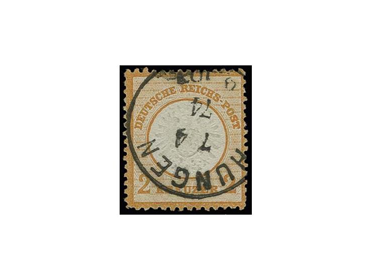 2 Kr. orange mit klarem EKr. "HUNGEN 7.4.74", farbfrisch mit deutlicher Prägung und guter Zähnung, einwandfrei mit Fotoattest