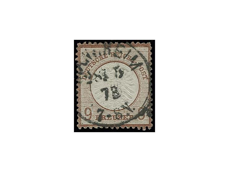 9 Kr. lilabraun, farbfrisch und sehr gut zentriert, gut gezähnt mit sauberem EKr. "MANNHEIM 28 5 73", Kabinett, sign. Pfennin