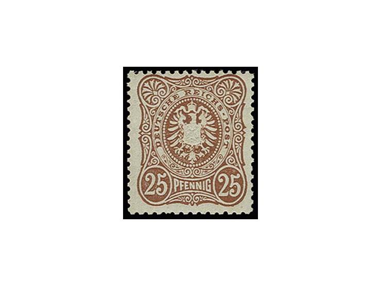 25 Pfg. dunkelrotorange, sehr farbfrisch, gut zentriert, postfrisch, ohne jegliche Signatur, eine sehr seltene Marke, Fotoatt