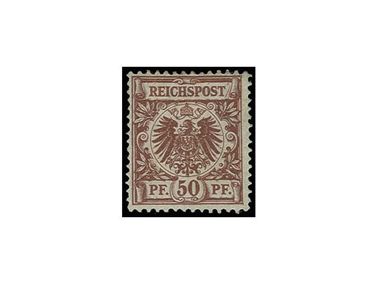 50 Pfg. lebhaftbraunrot, ungebraucht, Gummierung teils etwas verlaufen, sonst in einwandfreier Erhaltung, Privatsignatur und 