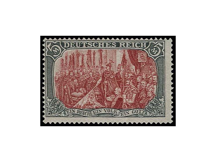 5 M. grünschwarz/dunkelkarmin, Mittelstück gelblichrot, postfrisch, Kabinett, sign. Bühler und Fotoattest Jäschke-L. BPP