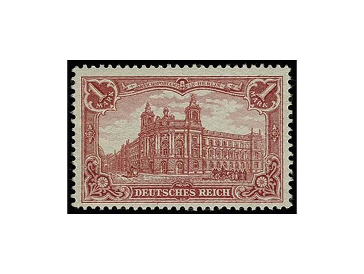 1 M. karminrot, postfrisch, unten ein leicht verkürzter Zahn, sonst einwandfrei, Fotoattest Jäschke-L. BPP