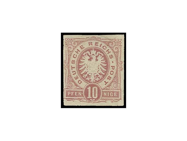 Essay 10 Pfge. rosa mit Wertziffer unten in der Mitte, ungezähnt auf leicht gelblichem Papier, ungebraucht ohne Gummi, Fotoat