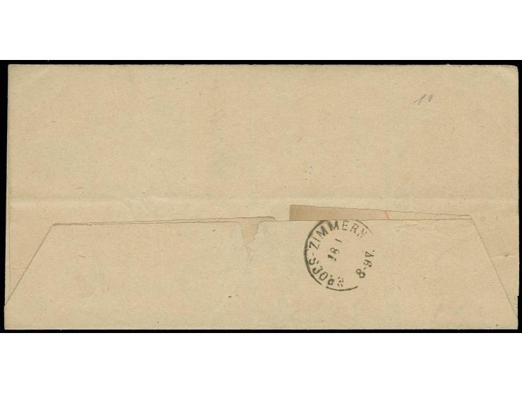 10 Pfge. karmin, 20 Pfge. ultramarin und 25 Pfge. rötlichbraun mit EKr. "SANCT GOARSHAUSEN 17 1 77" auf Postvorschuß-Dienstfa