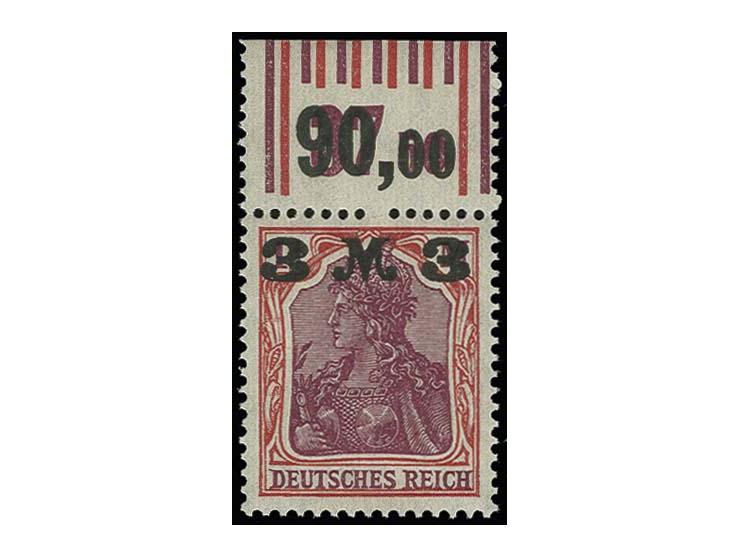 3 M. karminrot/dunkellilakarmin, mit Walzendruck-Oberrand "1'4'1 / 1'5'1", postfrisch, Kabinett, Fotoattest Oechsner BPP