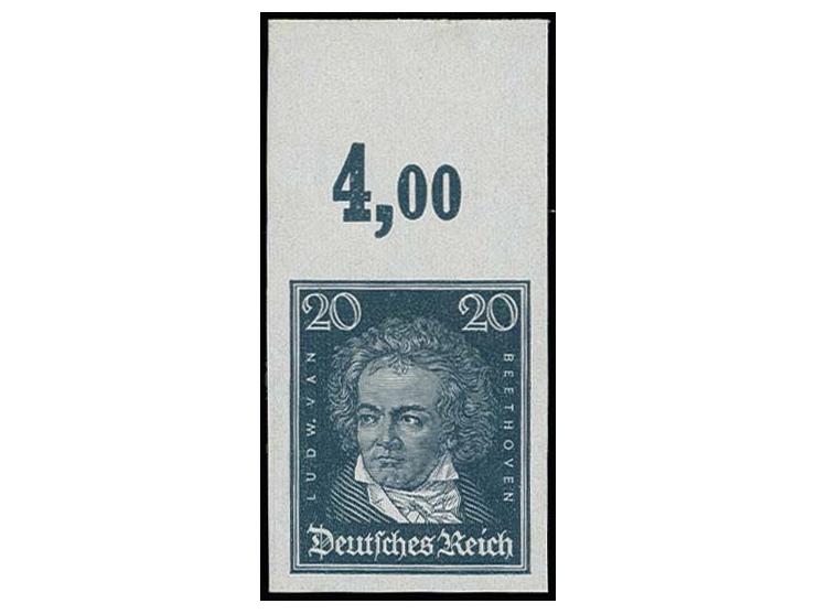 Berühmte Deutsche 20 Pfg., ungezähntes Oberrandstück, postfrisch, Kabinett, sign.