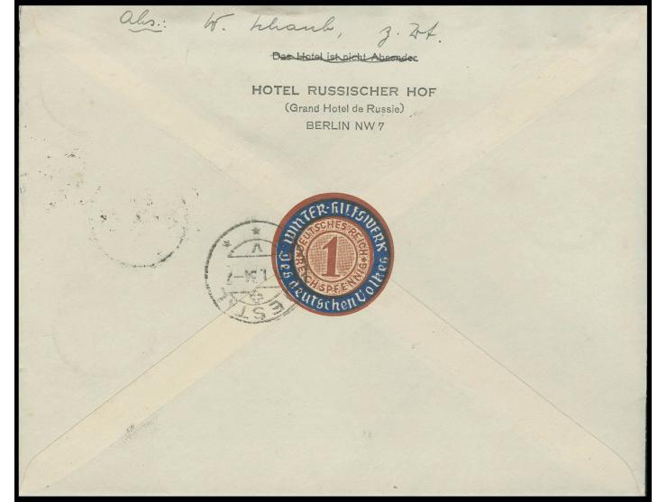 Wagner 3-40 Pfg. kpl. mit Stempeln "BERLIN NW 23.1.34" auf Sammler-R-Brief in die Schweiz mit Ankunftsstempel; kleine Werte t