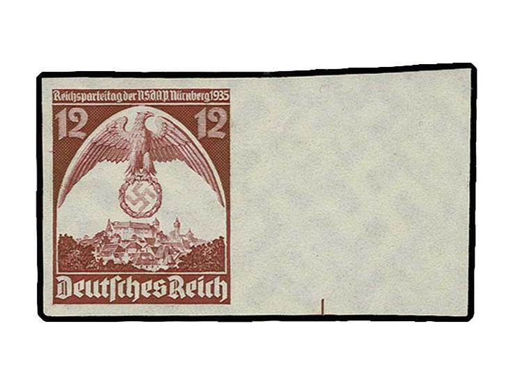1935, Reichsparteitag 12 Pfg., ungezähntes rechtes Randstück, postfrisch, selten, Kabinett, sign.
