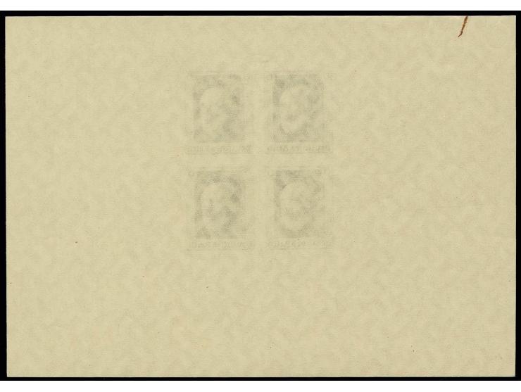 1937, Hitler-Block, Vorlagedruck mit Wasserzeichen 4 und ohne Blockinschrift, ungezähnt, postfrisch, oben links kleine Druck-