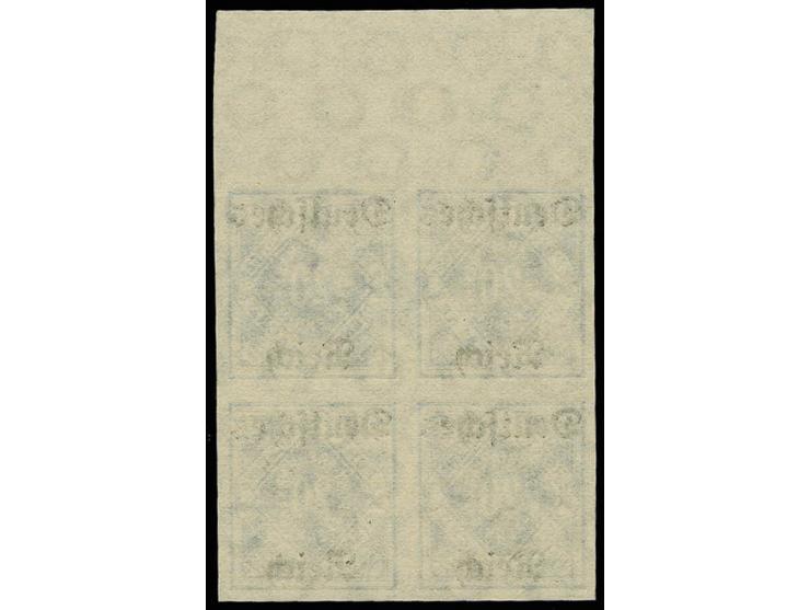20 Pfg. mit Wz. "nur Ringe", ungezähnt im 4er-Block vom oberen Bogenrand, postfrisch, Kabinett (Mi. 1.200,-)