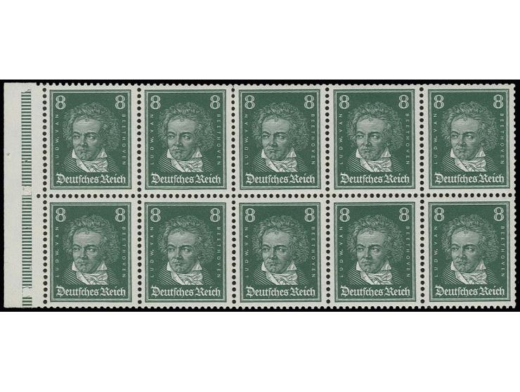 Heftchenblatt 8 Pfg. mit bisher nicht registrierter RLV (ok, mu, uu), postfrisch und tadellos gezähnt, zwischen 2. und 3. sen