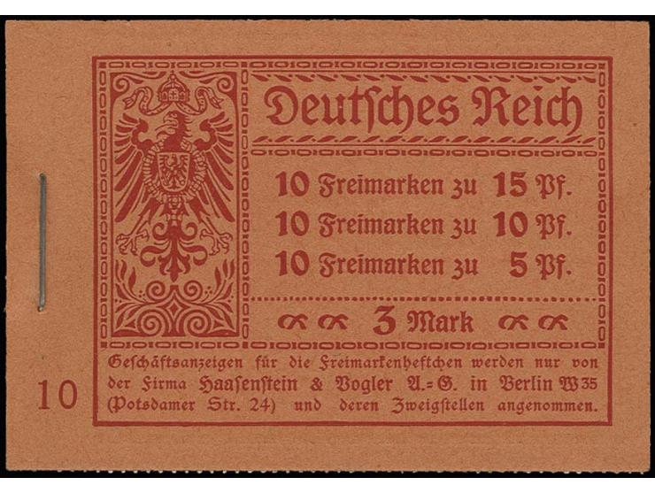 Germania mit O-Nr. 10, H-Blätter unbedruck/Strichleisten, dabei H-Bl.15 mit nicht gelisteter Variante, postfrisch, Pracht (Mi