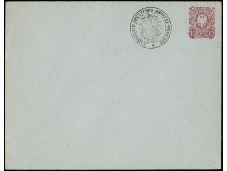 1876, Umschlag 10 Pfge.im Format B mit nebengesetztem Postamtssiegelstempel "KAISERLICH DEUTSCHES GENERAL-POSTAMT", Muster fü