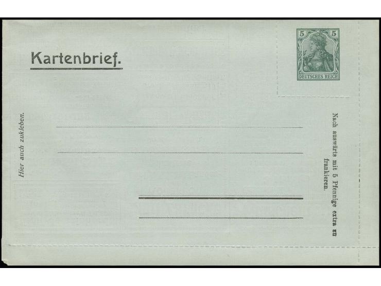 Germania 5 Pfg., Privat-Anzeigen-Kartenbrief für Dresden, Typ B, Serie IV mit Einlageblatt, ungebraucht