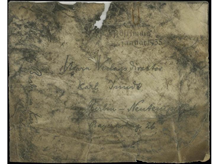 DIVERSES: 1935, Eisenbahn-Unglück bei Weißenfels/Saale 12.1., stark beschädigter Brief sowie Aufkleber "Postamt 2 Weißenfels 