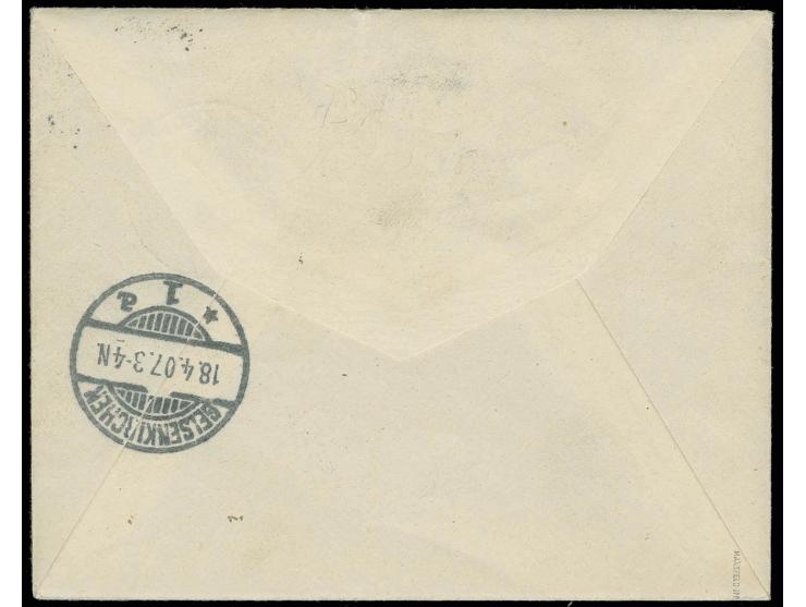 1905, 20 Pfg., gestempelt "LANGENBURG 19/2 07" auf eingeschriebener Drucksache mit R-Zettel ein Feld Type 2b (120 Punkte) nac