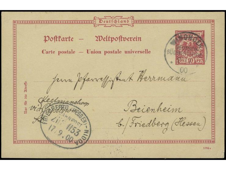 Übrige Postämter: Ganzsachenkarte Krone/Adler 10 Pfg mit Stempel "WINDHOEK DSWA ** 25.7.00" mit Grußtext und Datierung nach D